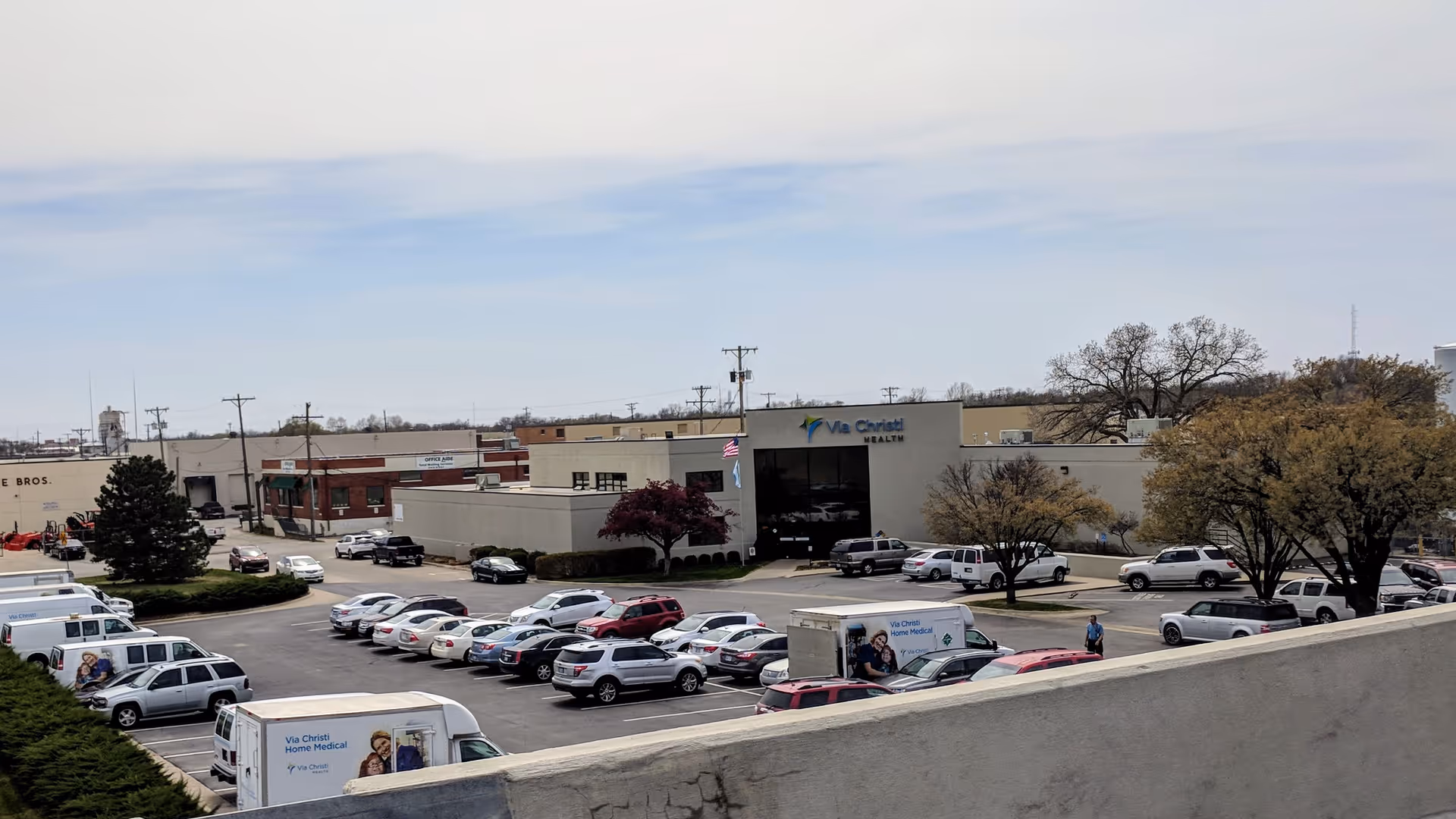 Parking lot in front of Ascension Via Christi Home Medical on Washington.