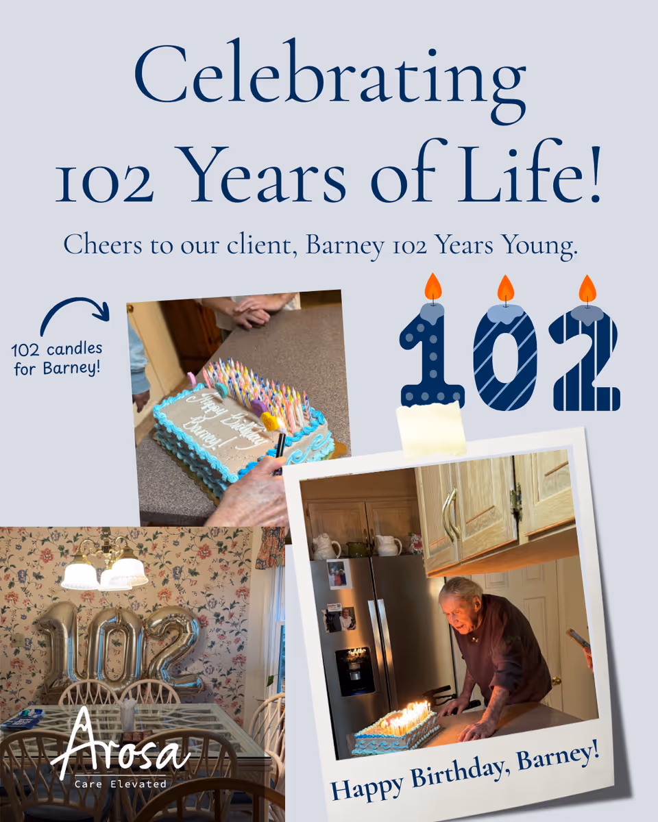 Collage-style celebration poster for Arosa Crystal Coast featuring a birthday cake.