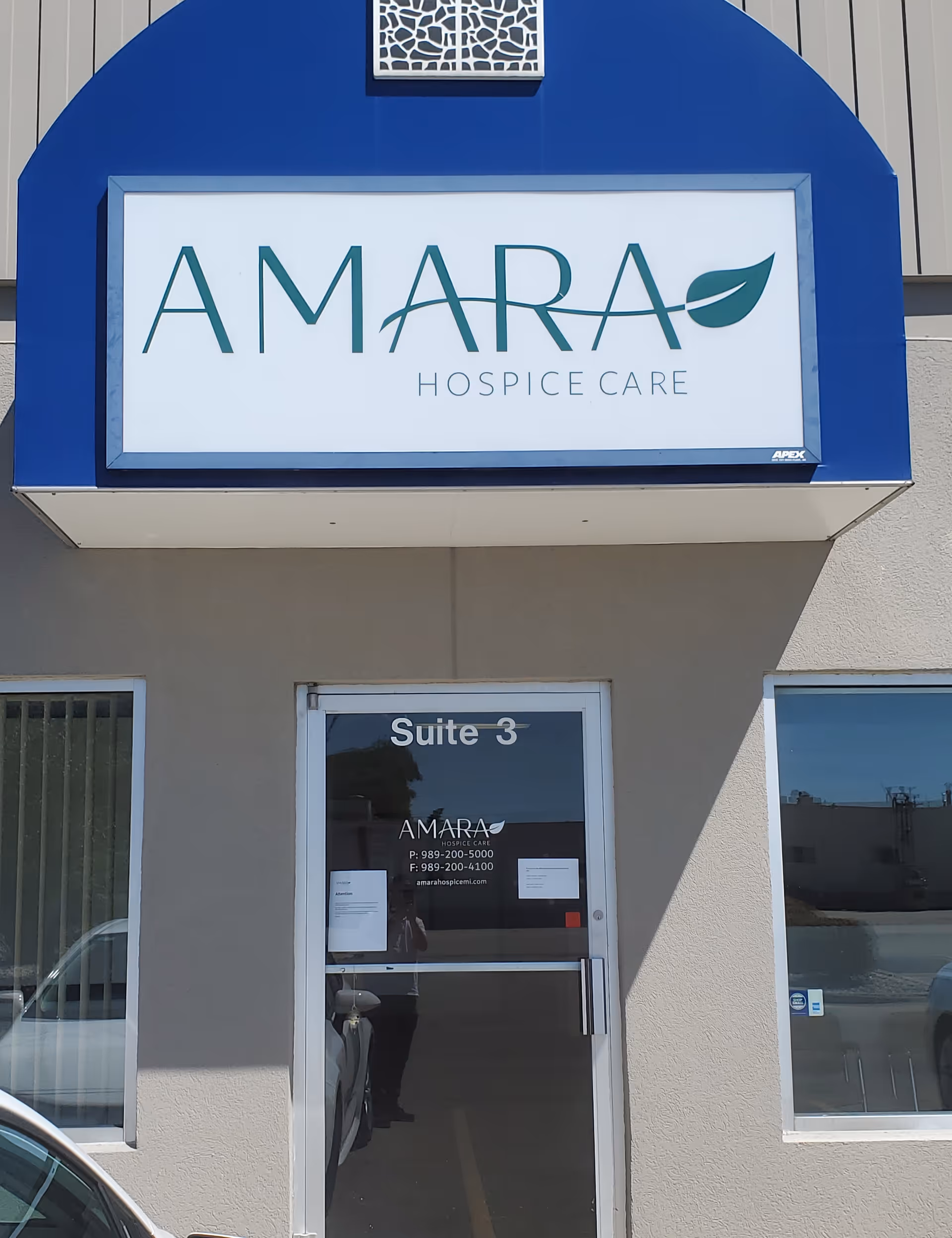 Exterior front of Amara Hospice Care with Suite 3 entrance