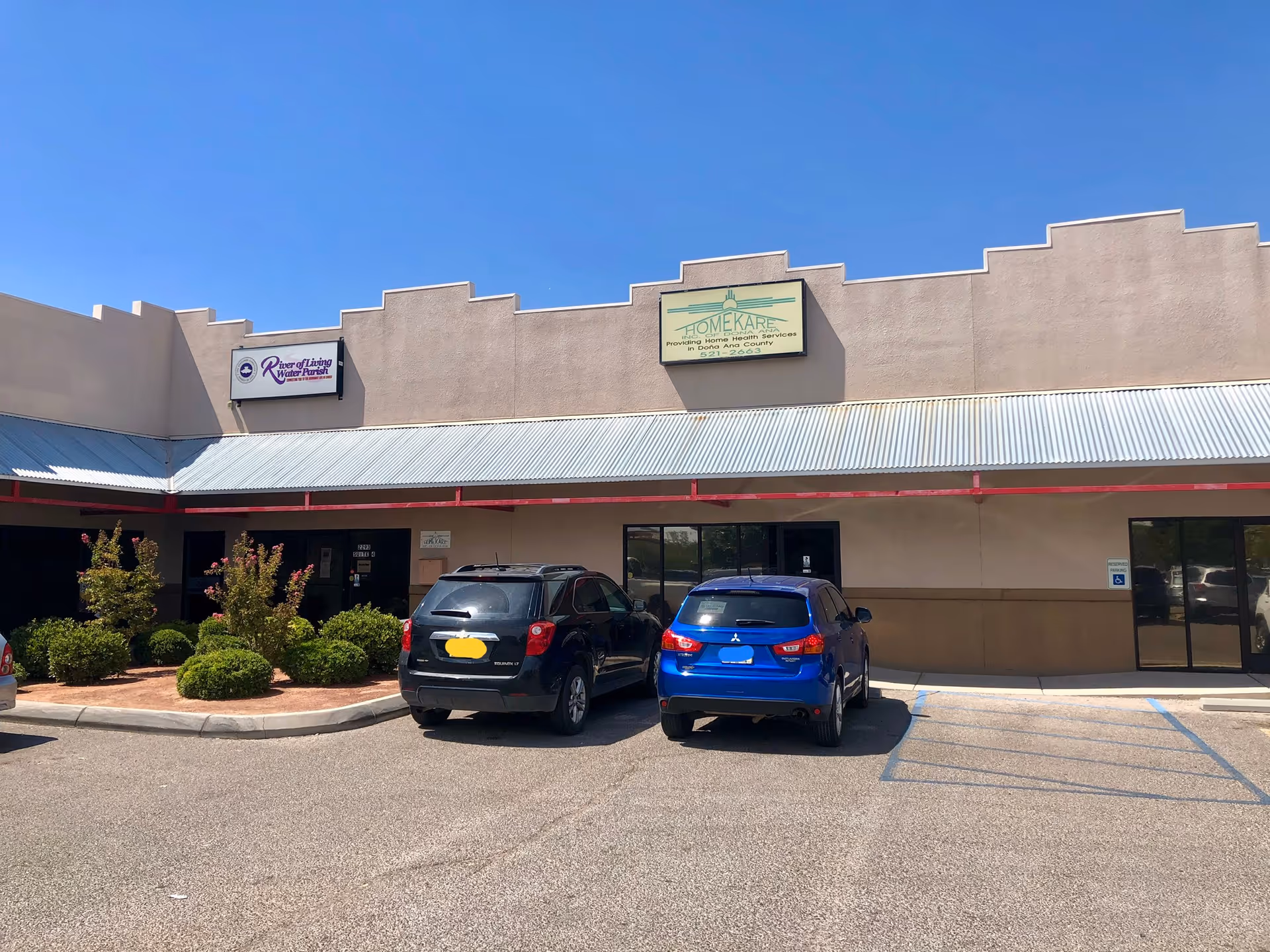 Front view of Home Kare Inc of Dona Ana facility with parked cars.