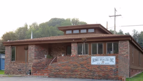 Brick building front with Ballad Health Homecare signage.