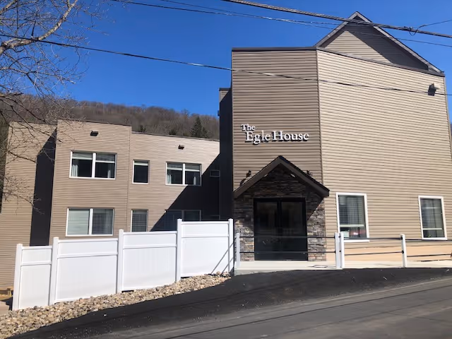 Exterior view of The Egle House memory care facility with front entrance