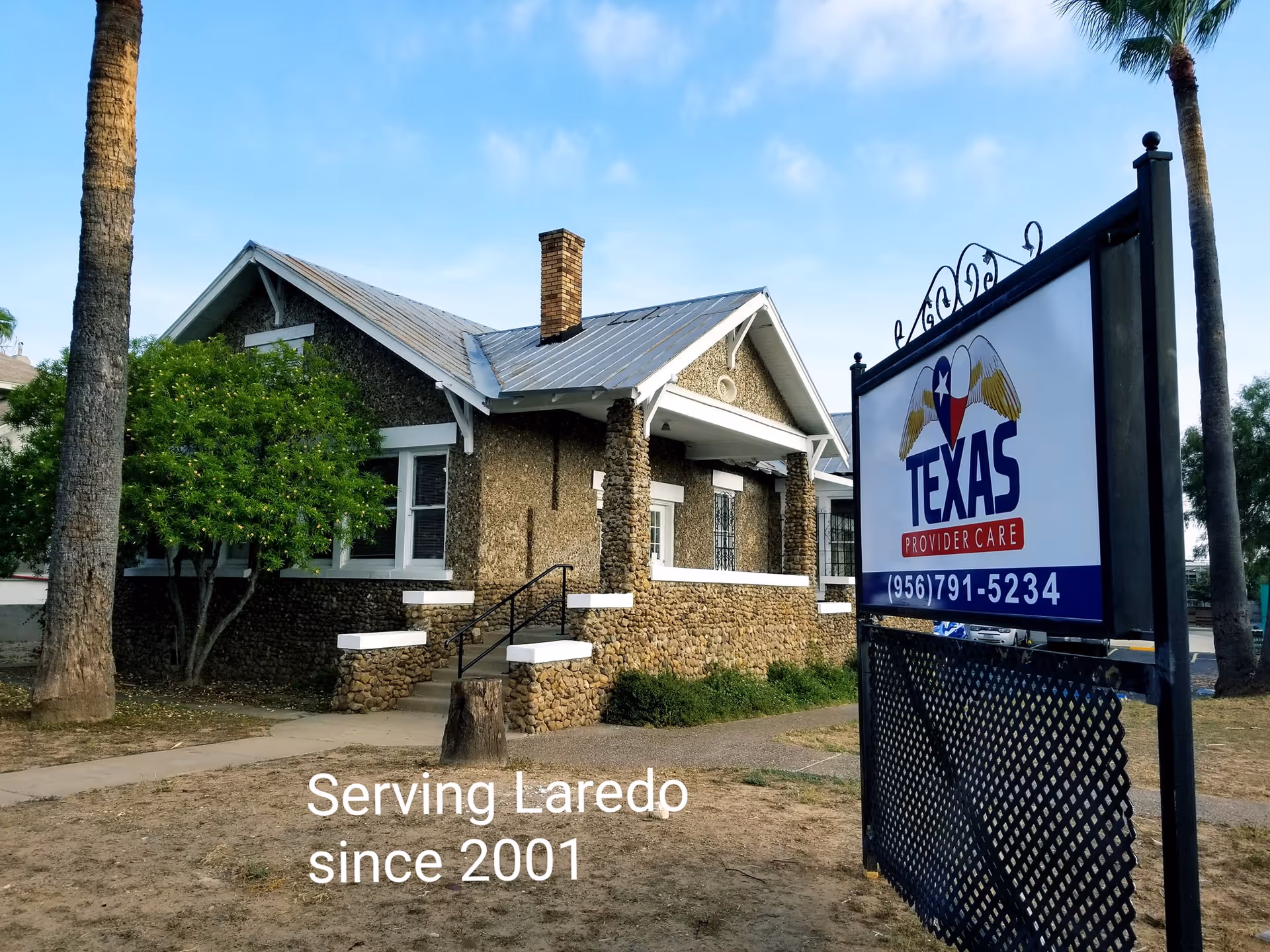Exterior view of a stone building with a Texas Provider Care sign