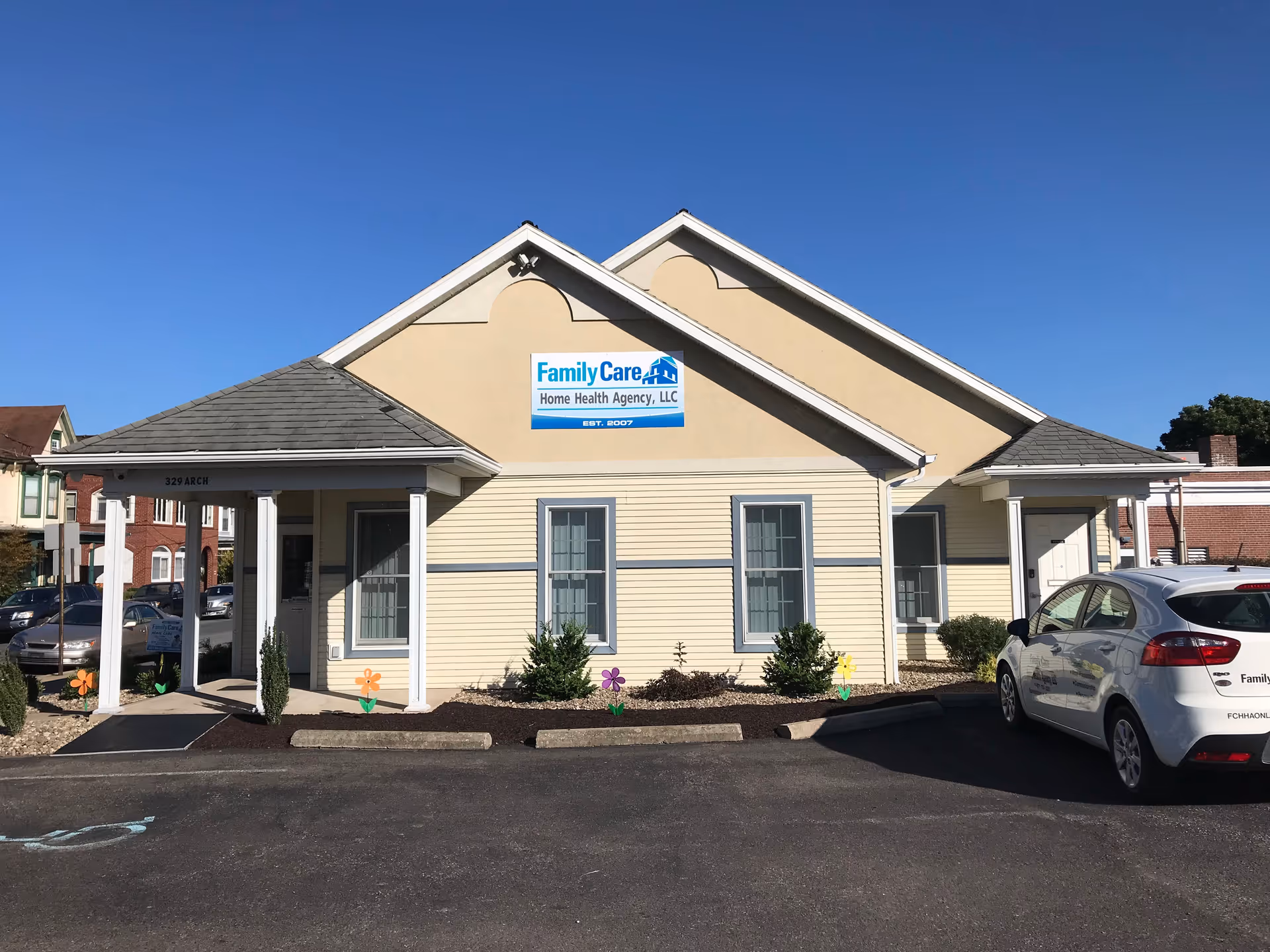 Front exterior of Family Care Home Health Agency LLC with a car in the parking lot.