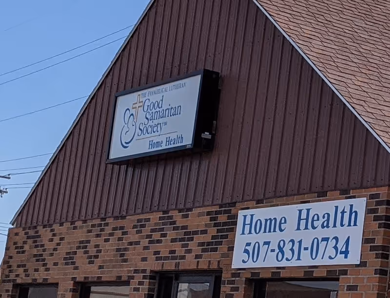 Exterior brick building with Good Samaritan Society Home Health sign.