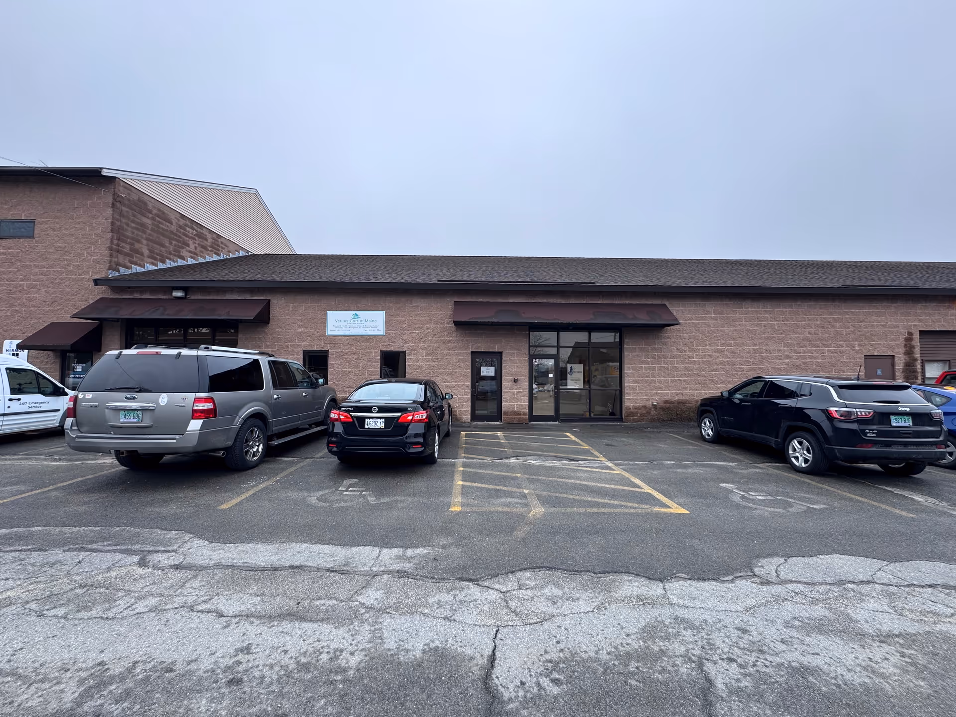 Parking lot in front of Veritas Care of Maine Inc building.