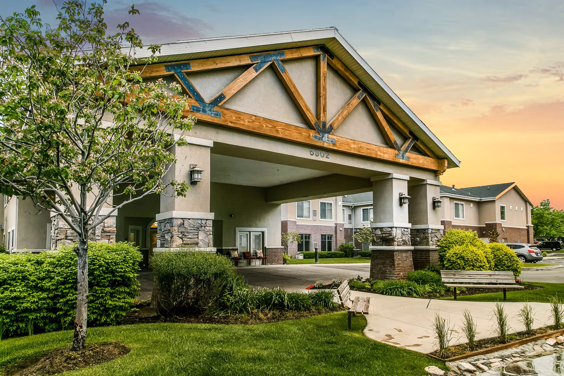 Front view of Legacy House of Taylorsville with a covered entrance.