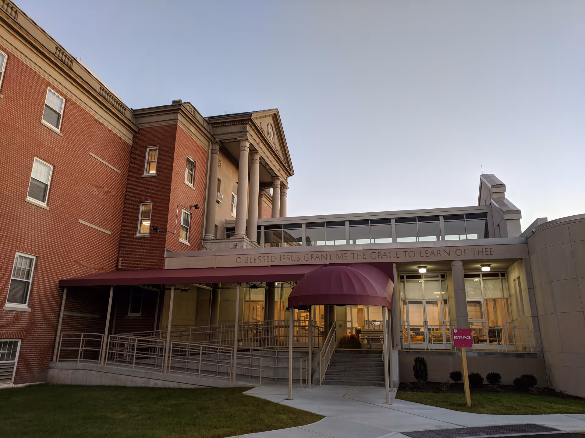 Exterior view of Mount St. Rita Health Centre entrance with brick facade.