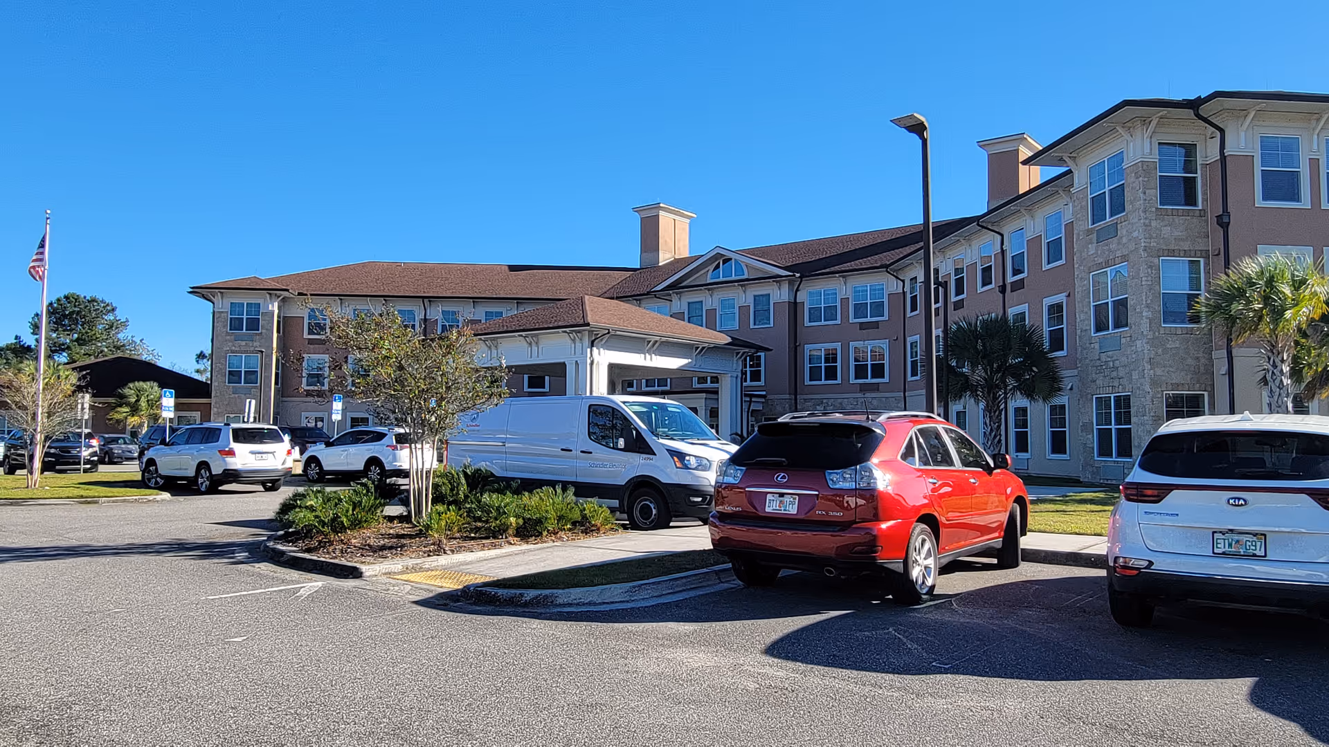 Exterior view of Canterfield of Clay County showing the building and parked cars