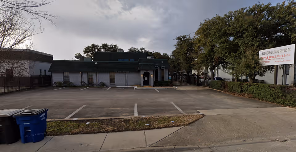 Exterior view of Relief Home Healthcare Services Inc building with empty parking lot.