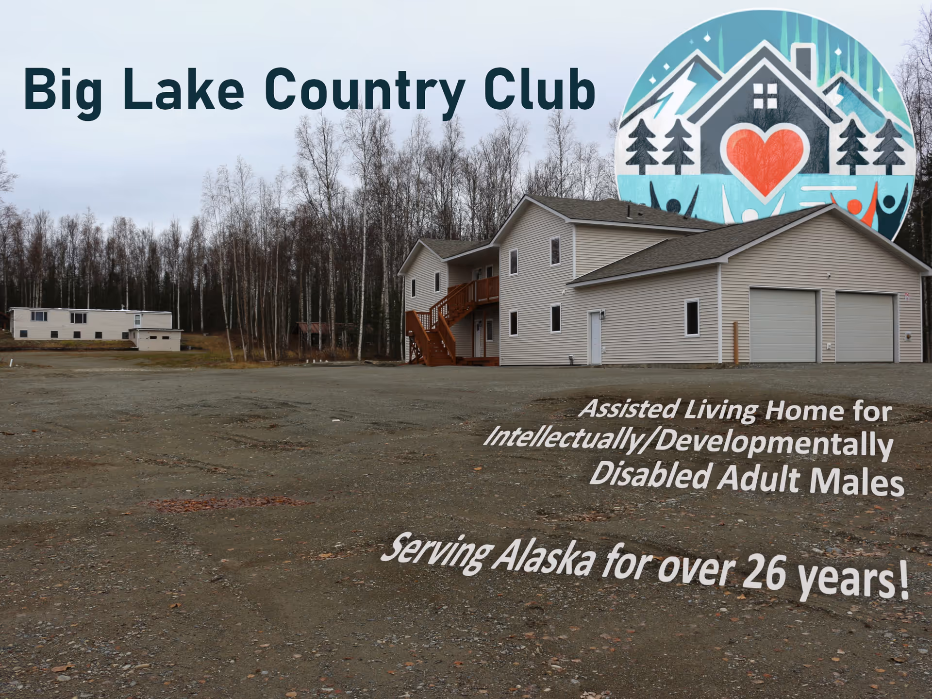 Exterior view of Big Lake Country Club I facility with large garages and a dirt lot.
