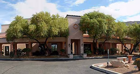 Front exterior of Brookdale Santa Catalina with trees and entrance.