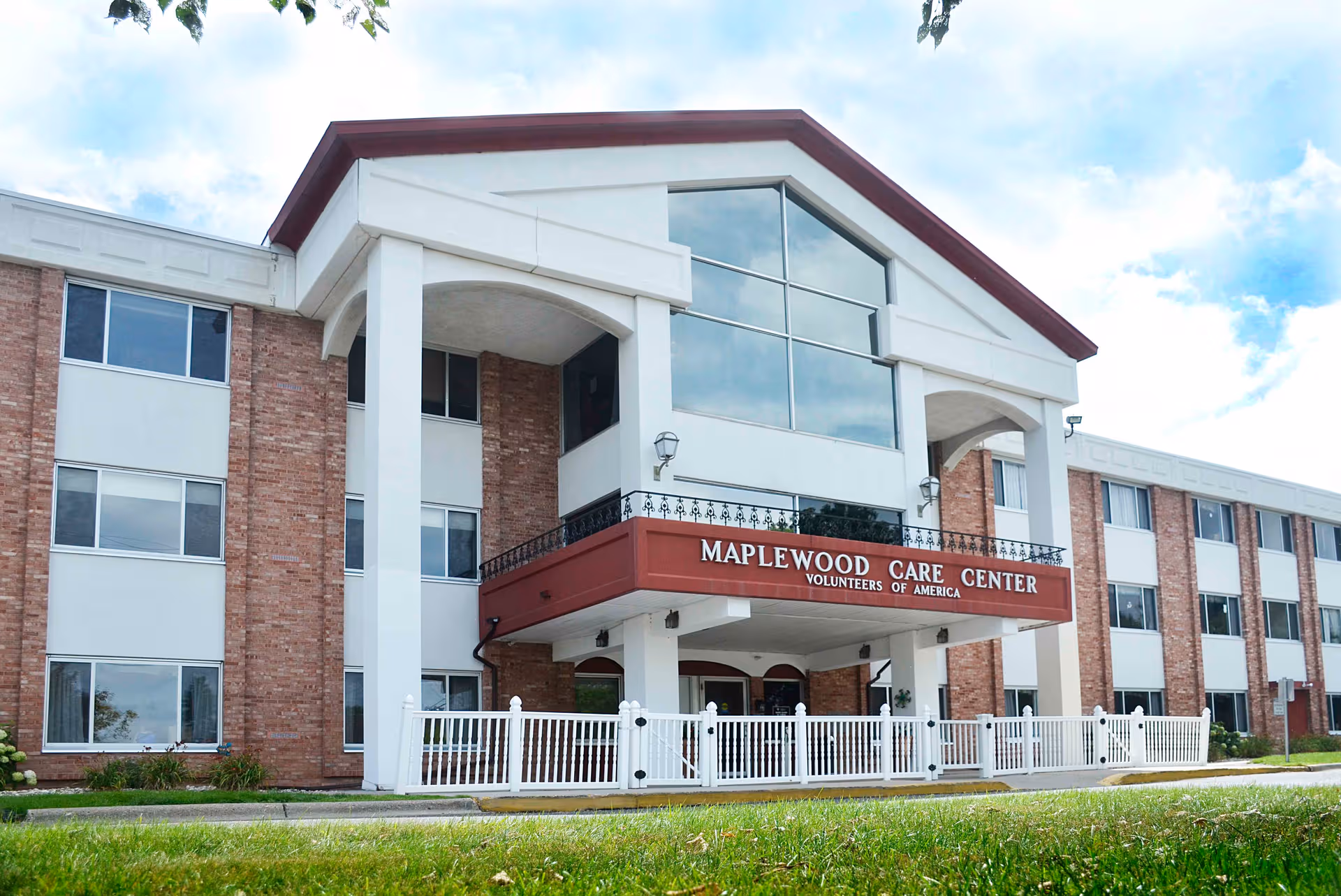Exterior view of Maplewood Care Center front facade with entrance.