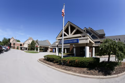 Exterior view of Akron Children's Outpatient Lab entrance with registration and parking.