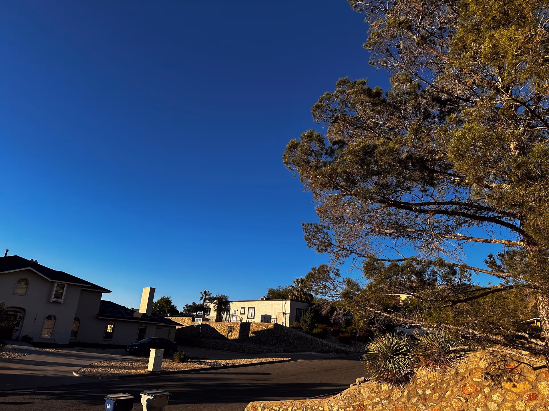 Sunny exterior view of Comfort Keepers building with desert landscape and blue sky