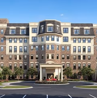 Exterior view of The Bristal at Garden City, a multi-story senior living building.