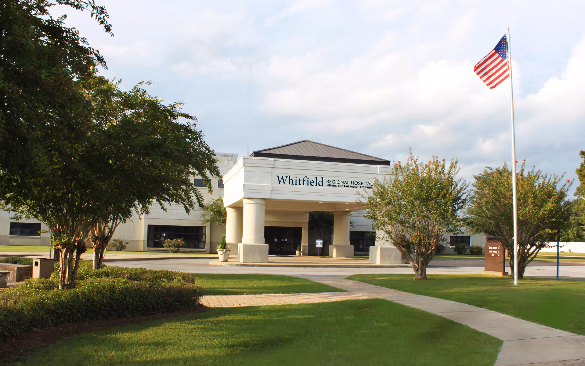 Exterior view of Whitfield Regional Hospital Home Health building with entrance canopy