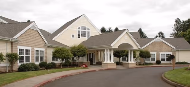 Front exterior view of Brookdale Niagara senior living community with entrance canopy.