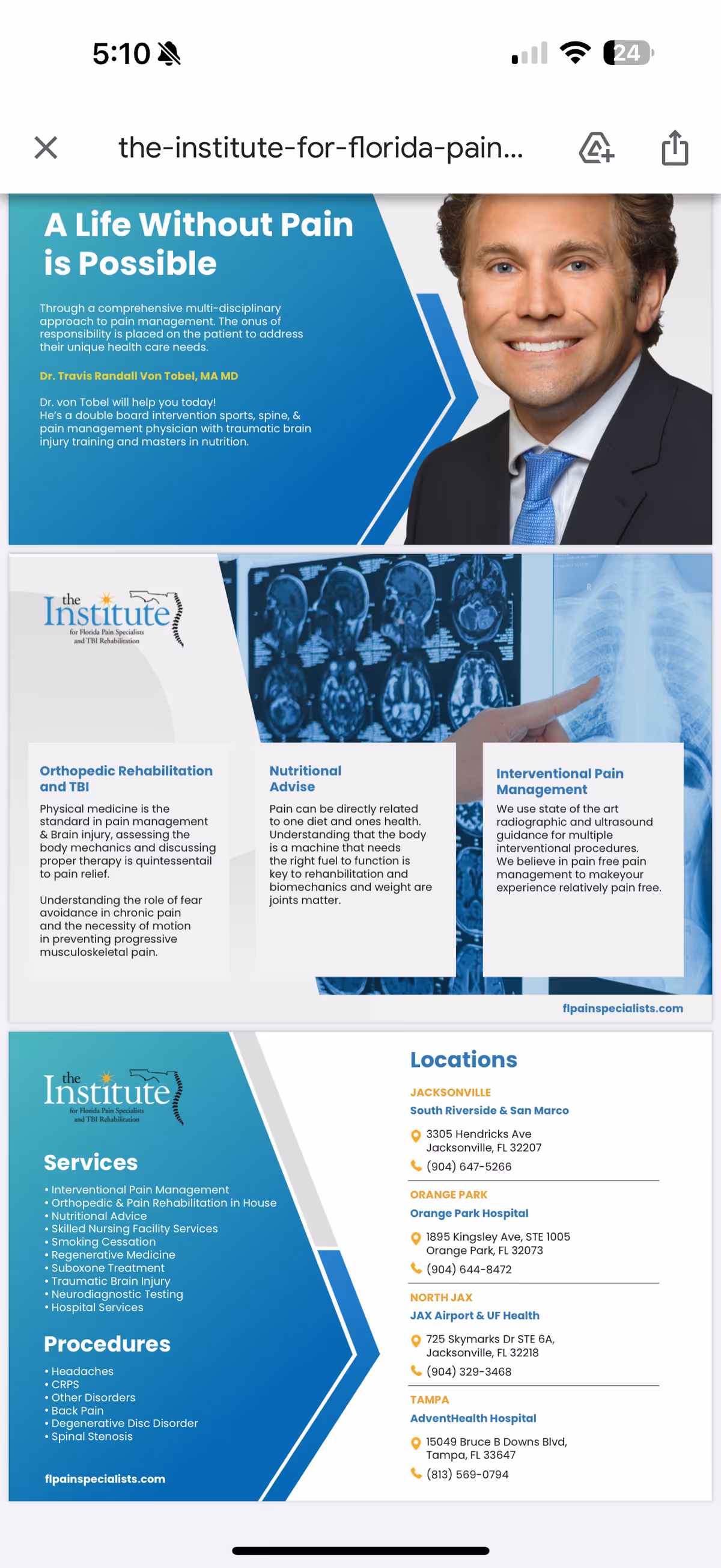 Promotional banner with a smiling man in a suit beside blue medical information panels.