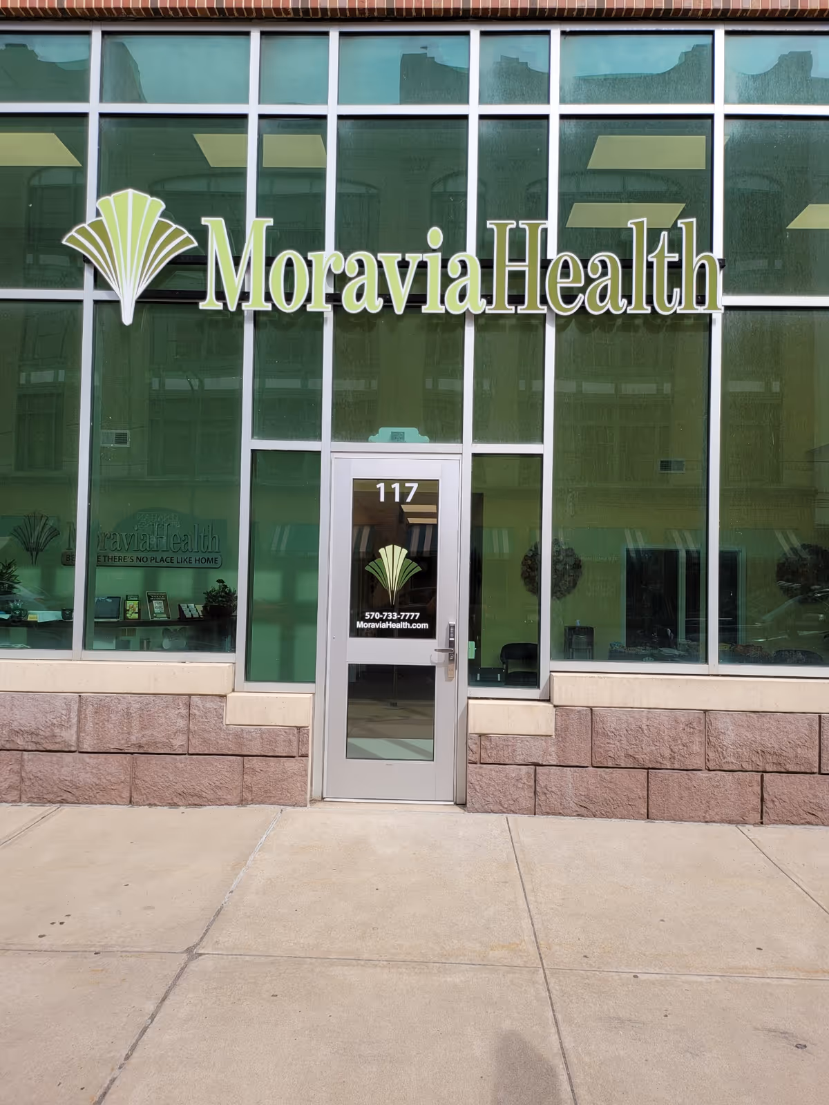 Moravia Health Scranton storefront with large glass windows and a front entrance.