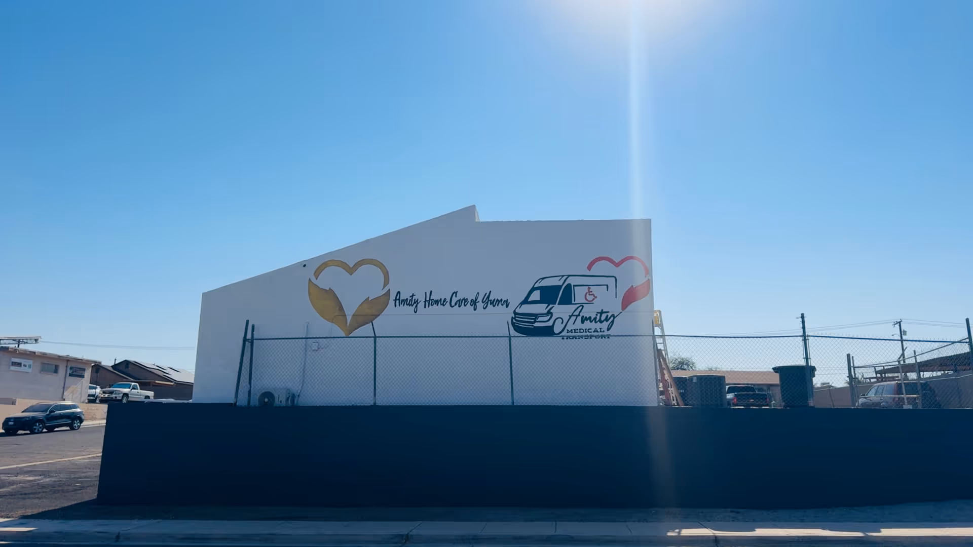 Front exterior of Amity Home Care of Yuma building with signage.