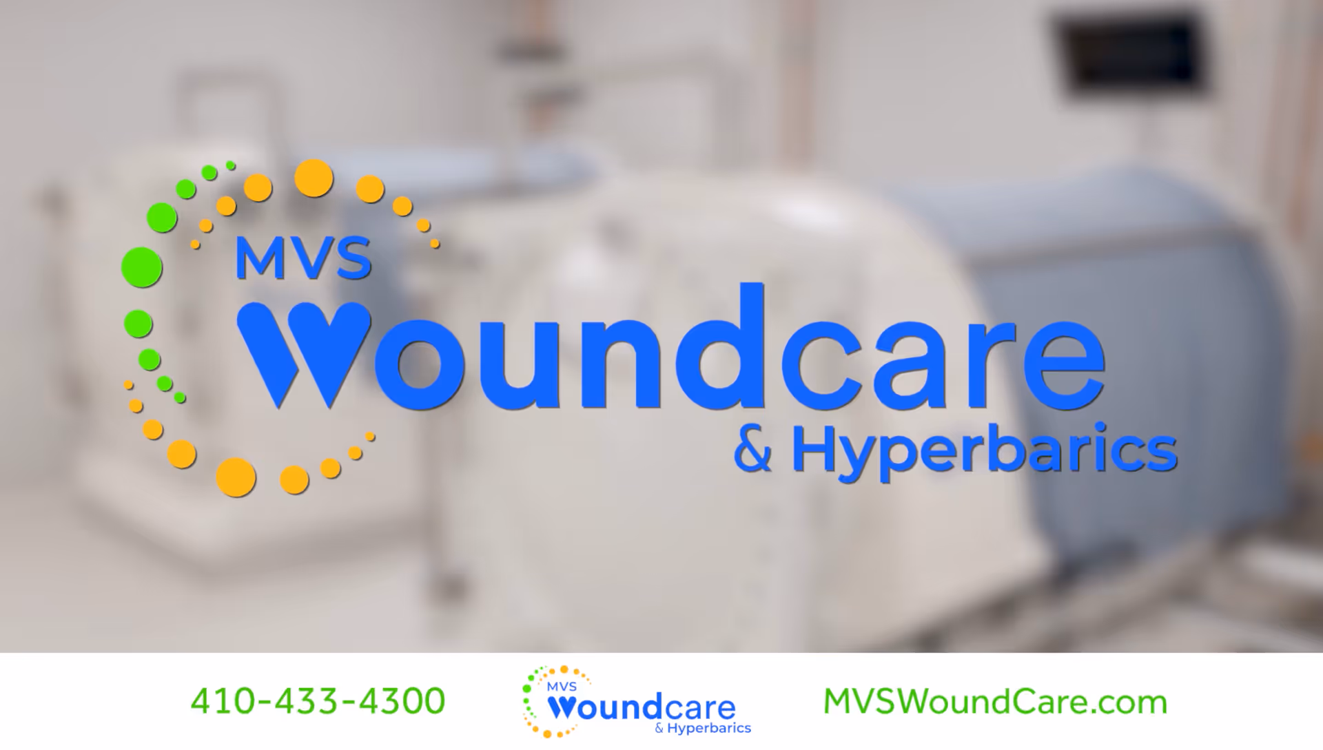 Interior of MVS Woundcare and Hyperbarics Towson with a large hyperbaric chamber.