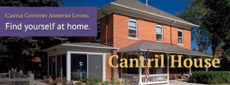 Front view of Cantril House, an assisted living building with porch.
