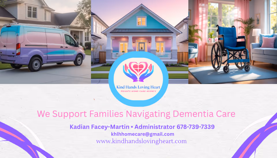 Triple-panel collage shows pastel van, pastel-colored house, and wheelchair in a bright living room.