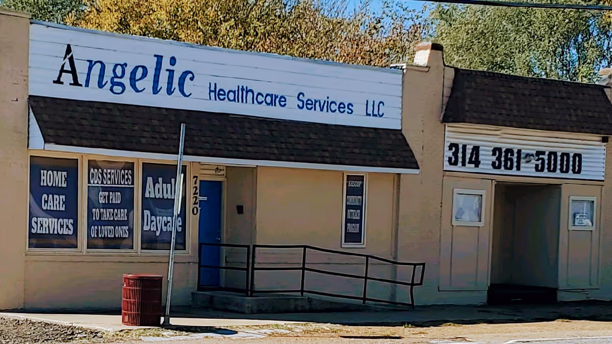 Exterior of Angelic Healthcare Services LLC building with home care and adult daycare signage