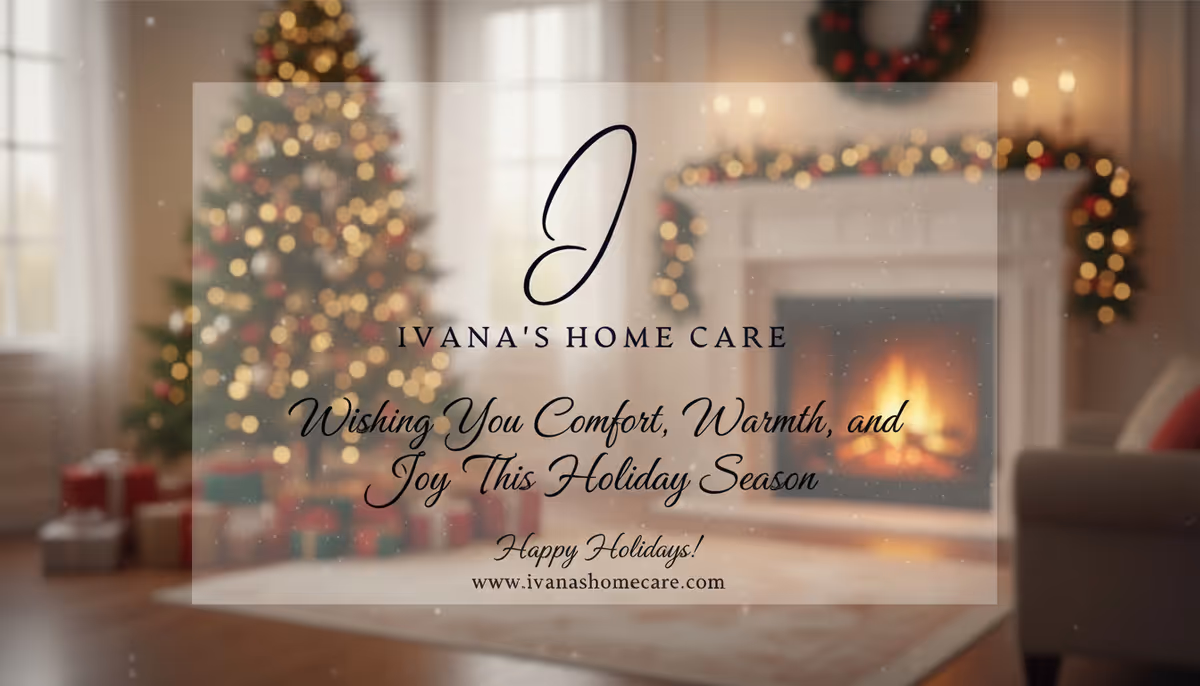Cozy holiday living room with a lit fireplace, Christmas tree, and wrapped presents.