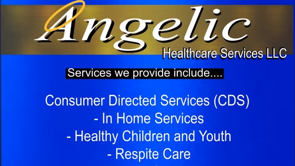 Blue exterior sign for Angelic Healthcare Services LLC listing provided services.