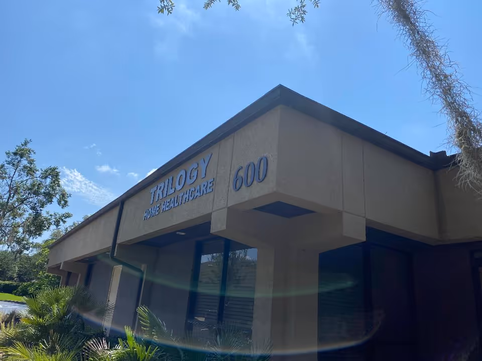Exterior view of Trilogy Home Healthcare building front with 600.