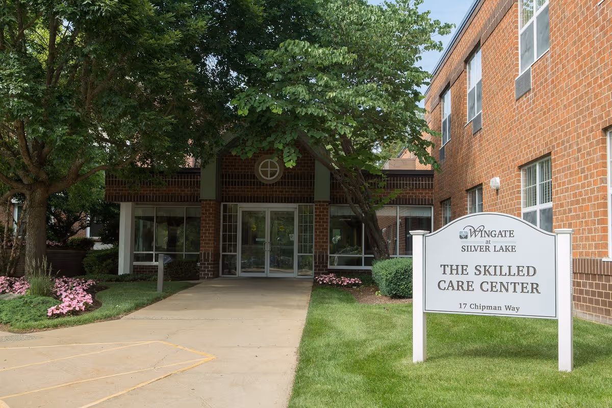 Brick exterior of Wingate at Silver Lake entrance with a large front sign.