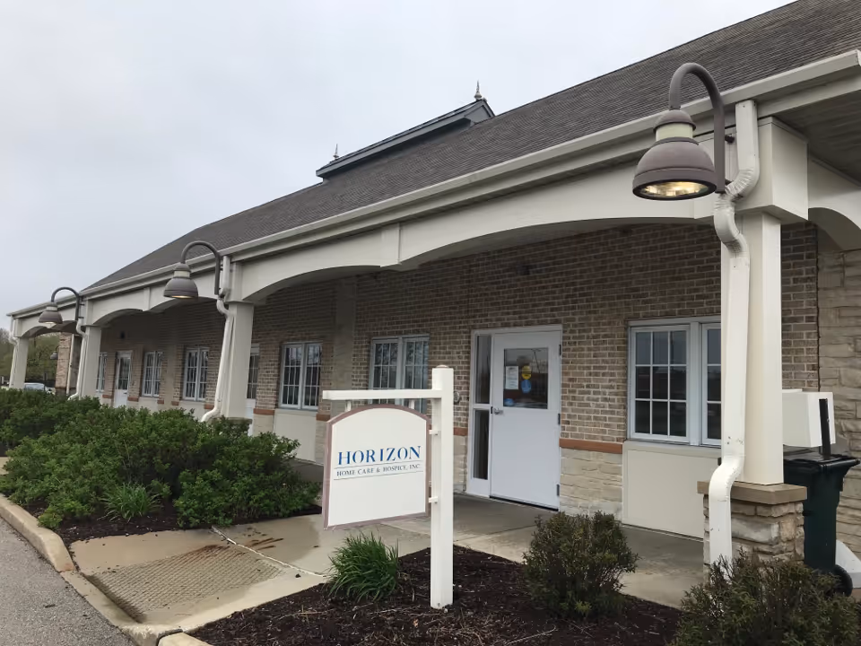 Exterior view of Horizon Home Care & Hospice Hartford building with entrance door and sign.