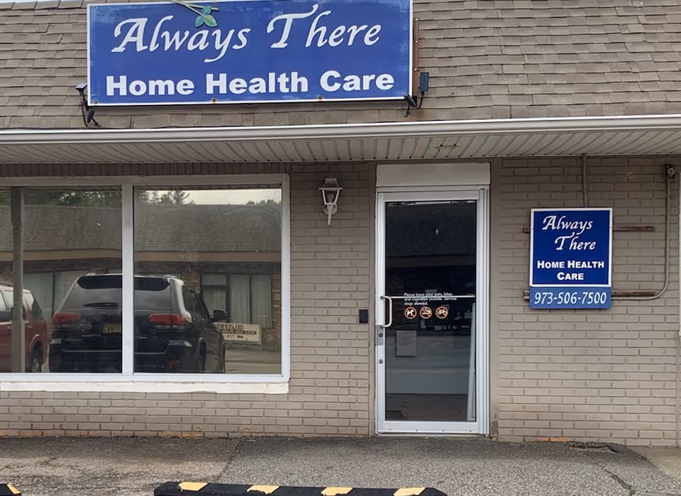 Front view of a brick building with Always There Home Health Care sign.
