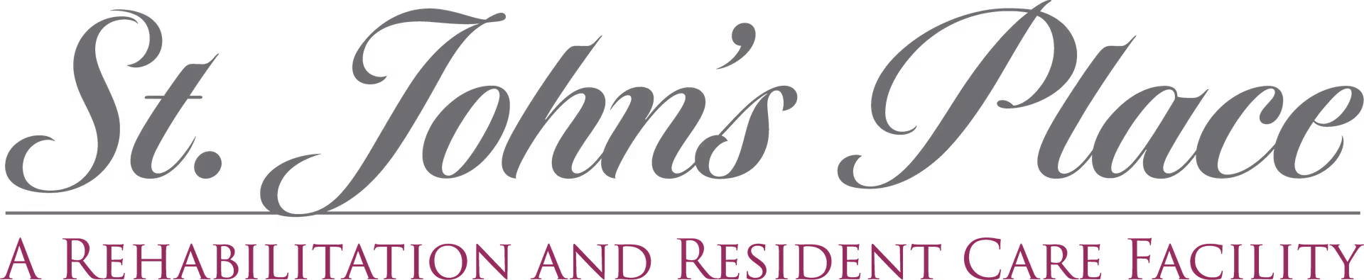 St. John's Place logo with subtitle on a black background.