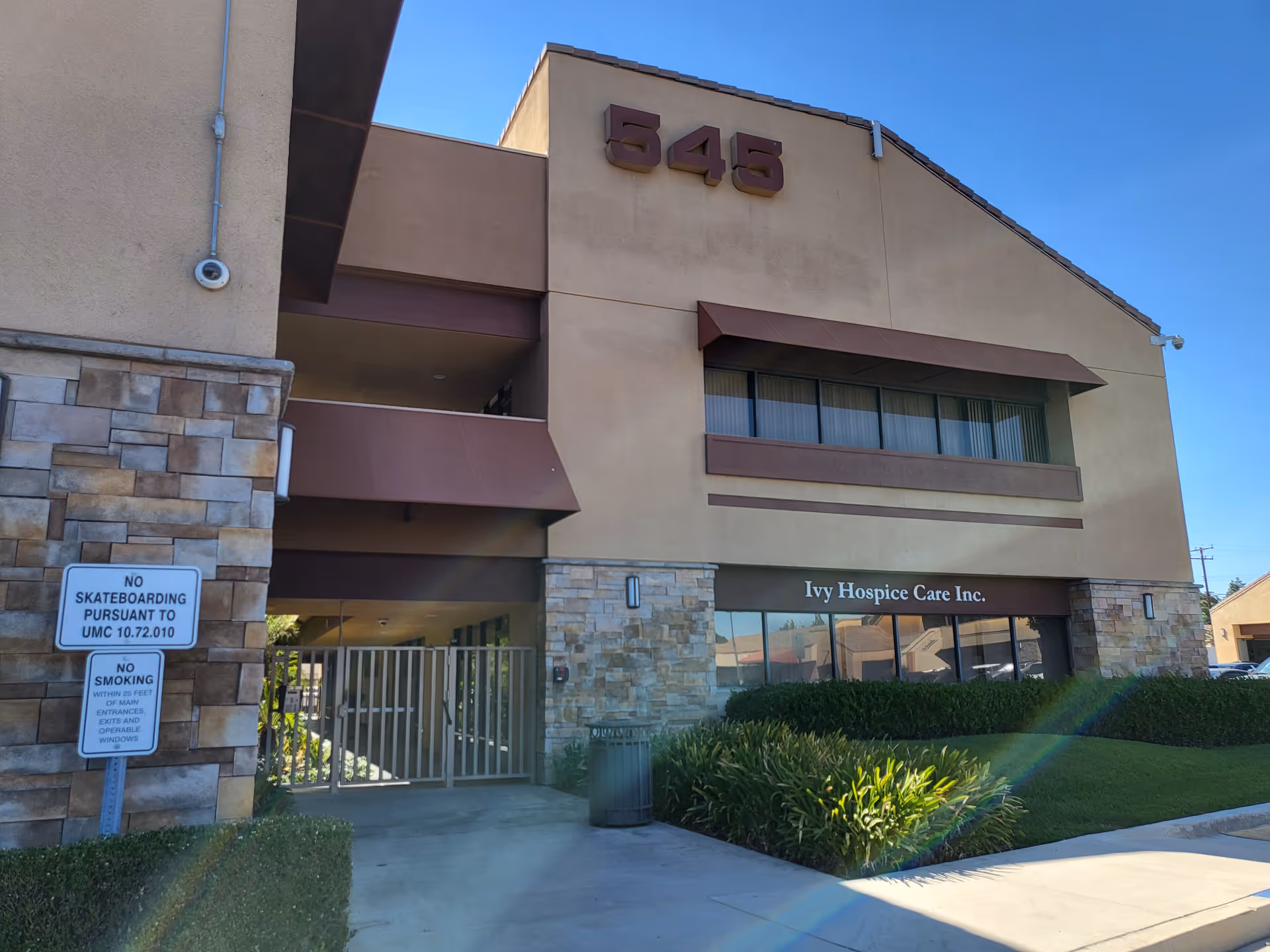 Exterior view of a beige building with Ivy Hospice Care Inc. and the number 545.