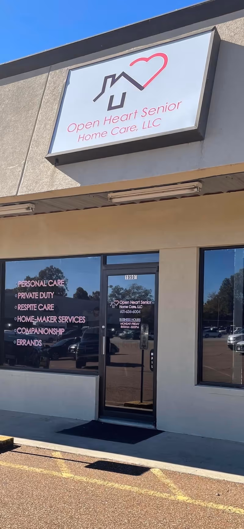 Front exterior of Open Heart Senior Care LLC with sign and entrance