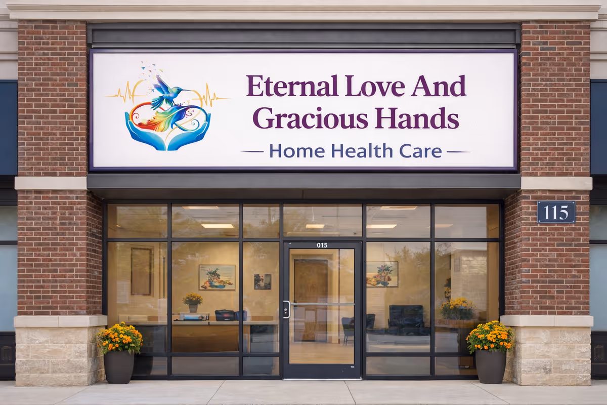 Storefront of Eternal Love And Gracious Hands Home Health Care with glass doors