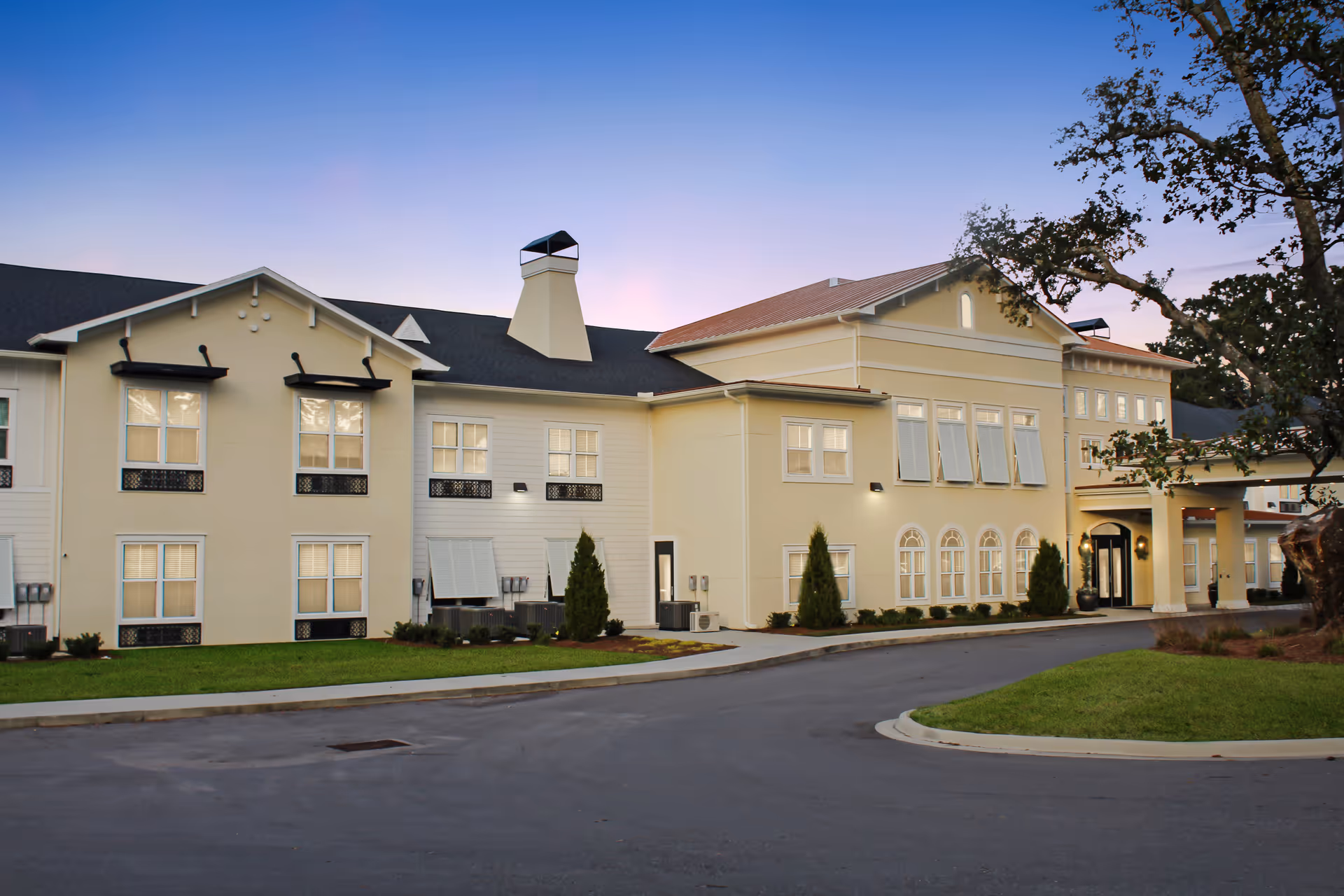 Front exterior view of The Blake at Pensacola senior living facility.