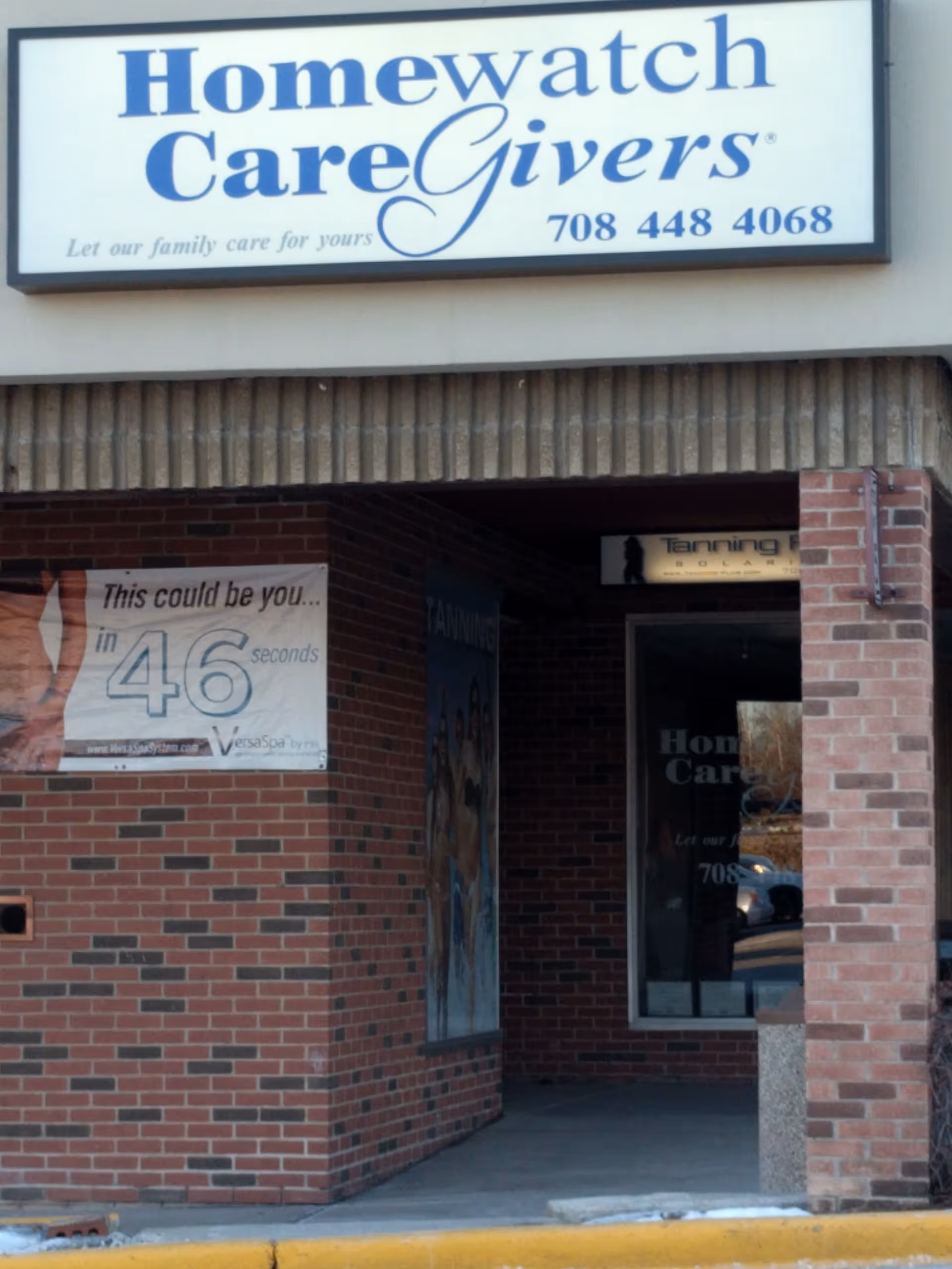 Exterior view of Homewatch CareGivers storefront in Hickory Hills with brick entrance sign