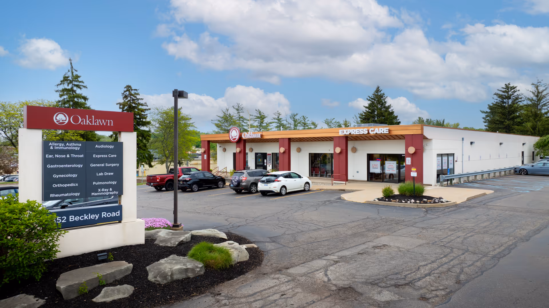 Exterior view of Oaklawn Specialty Care on Beckley Road with parked cars.
