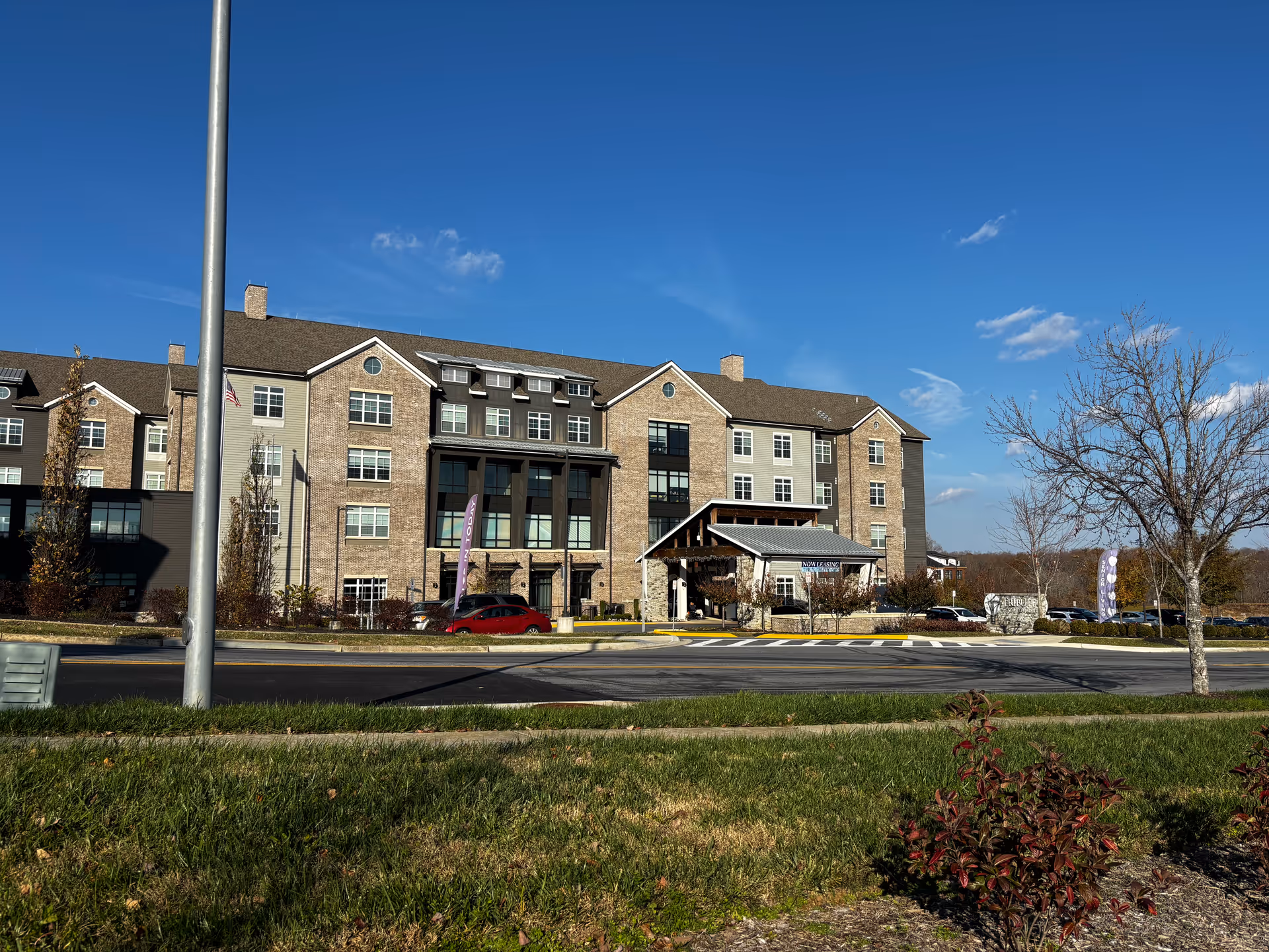 Exterior view of the Tribute At Melford senior living facility.