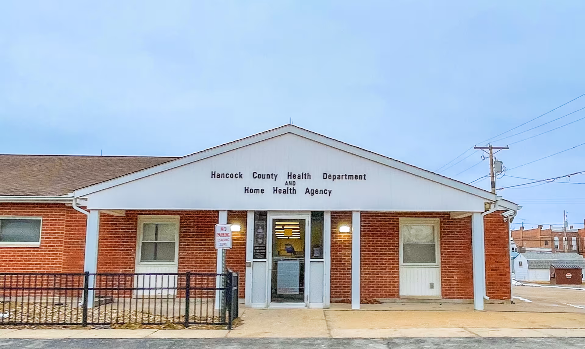 Front view of Hancock County Health Department Home Health Agency building.