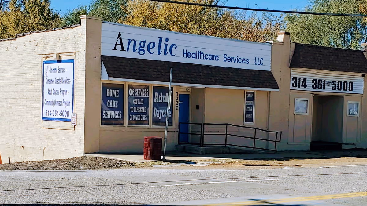 Exterior view of Angelic Healthcare Services LLC building with ramp and signage
