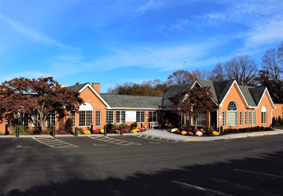 Exterior view of Lutheran Home of Southbury, a brick senior living facility.