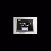 Wall plaque with room number 227 and Always Best Care Senior Services sign.